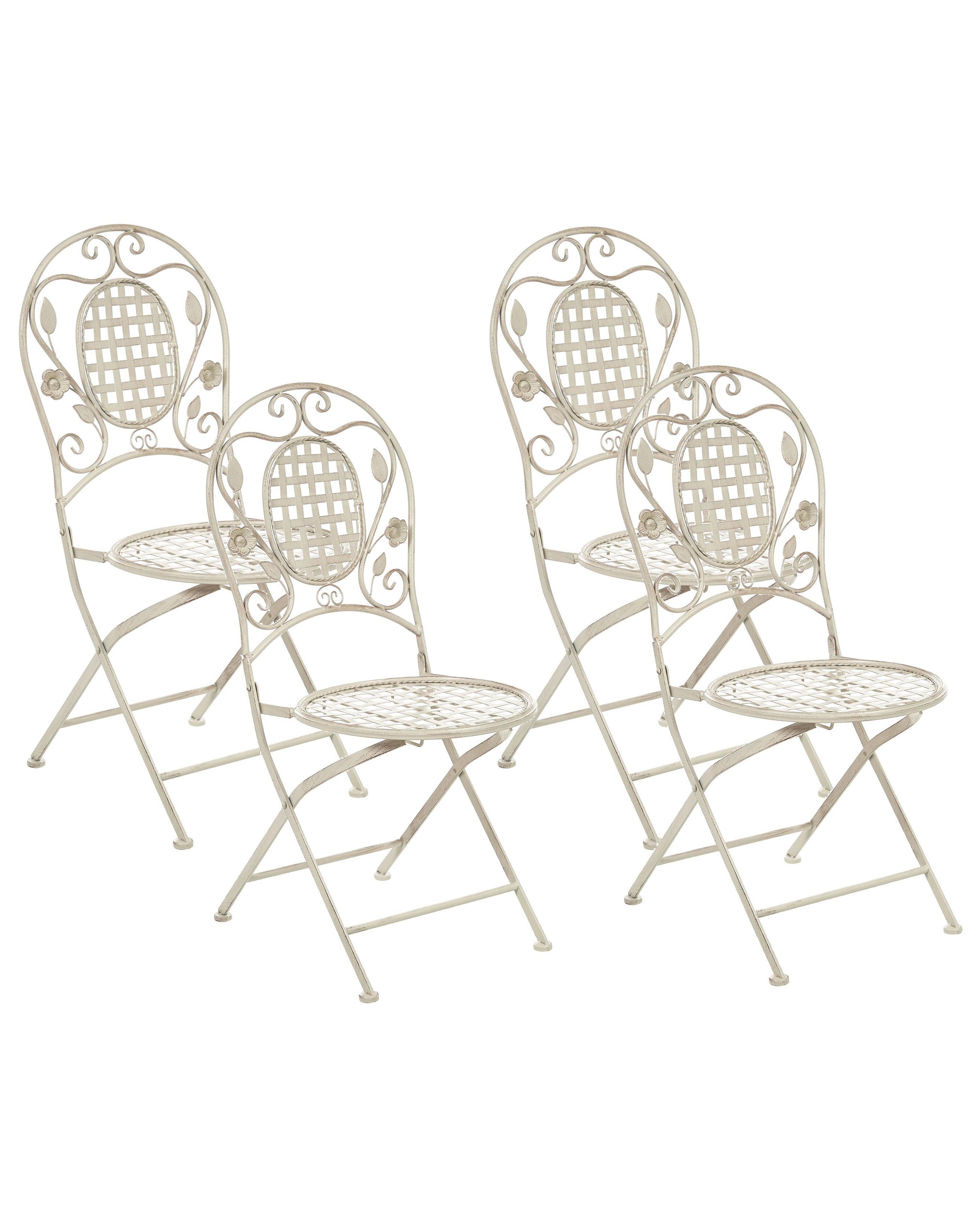 Set van 4 tuinstoelen BIVIO inklapbaar Metaal Gebroken wit