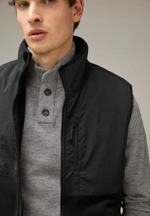 Fleeceweste im Materialmix - Black