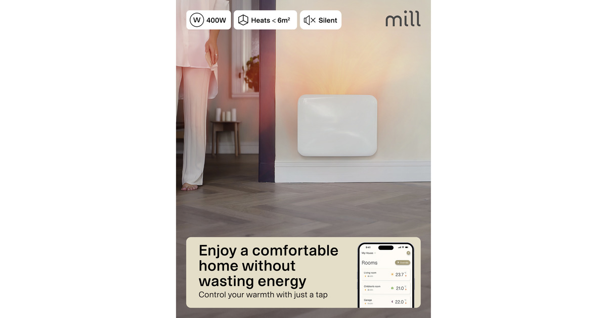 MillSteel WiFi paneelverwarming PA400WIFI4, 400 Watt convector  (Wit, wifi 2,4 GHz (wifi 6), Bluetooth 5.2, Zigbee 3.0 + App)