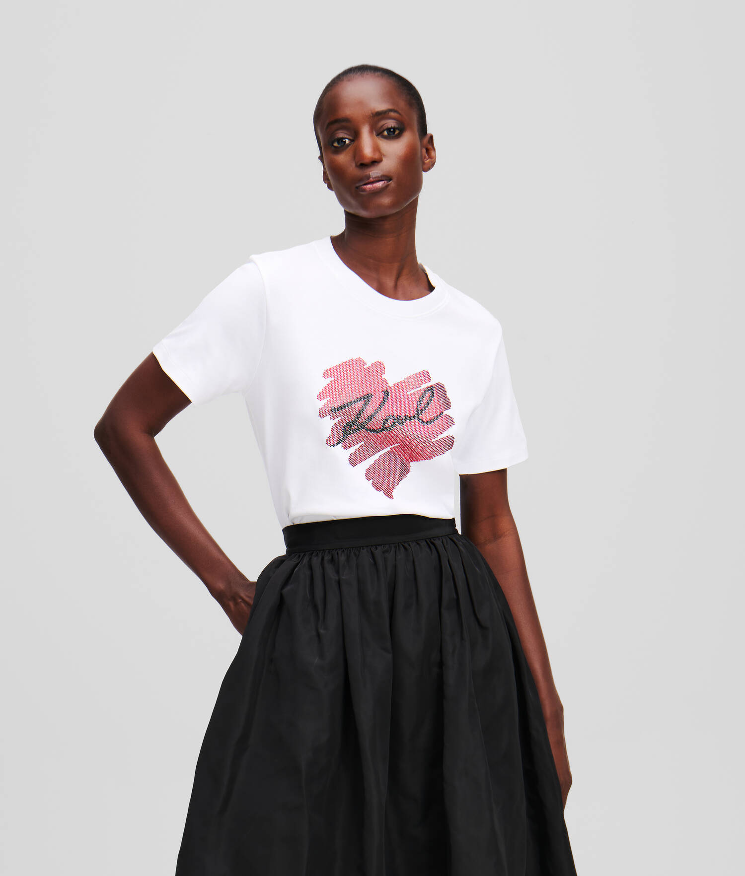 T-SHIRT À STRASS K/HEART - Blanc