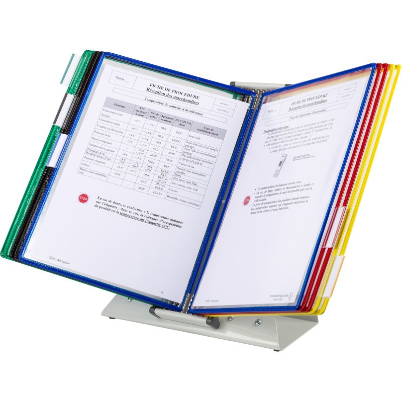 Protège-documents pivotant pupitre Djois by Tarifold  PVC A4 10 pochettes - 20 vues couleurs assorties