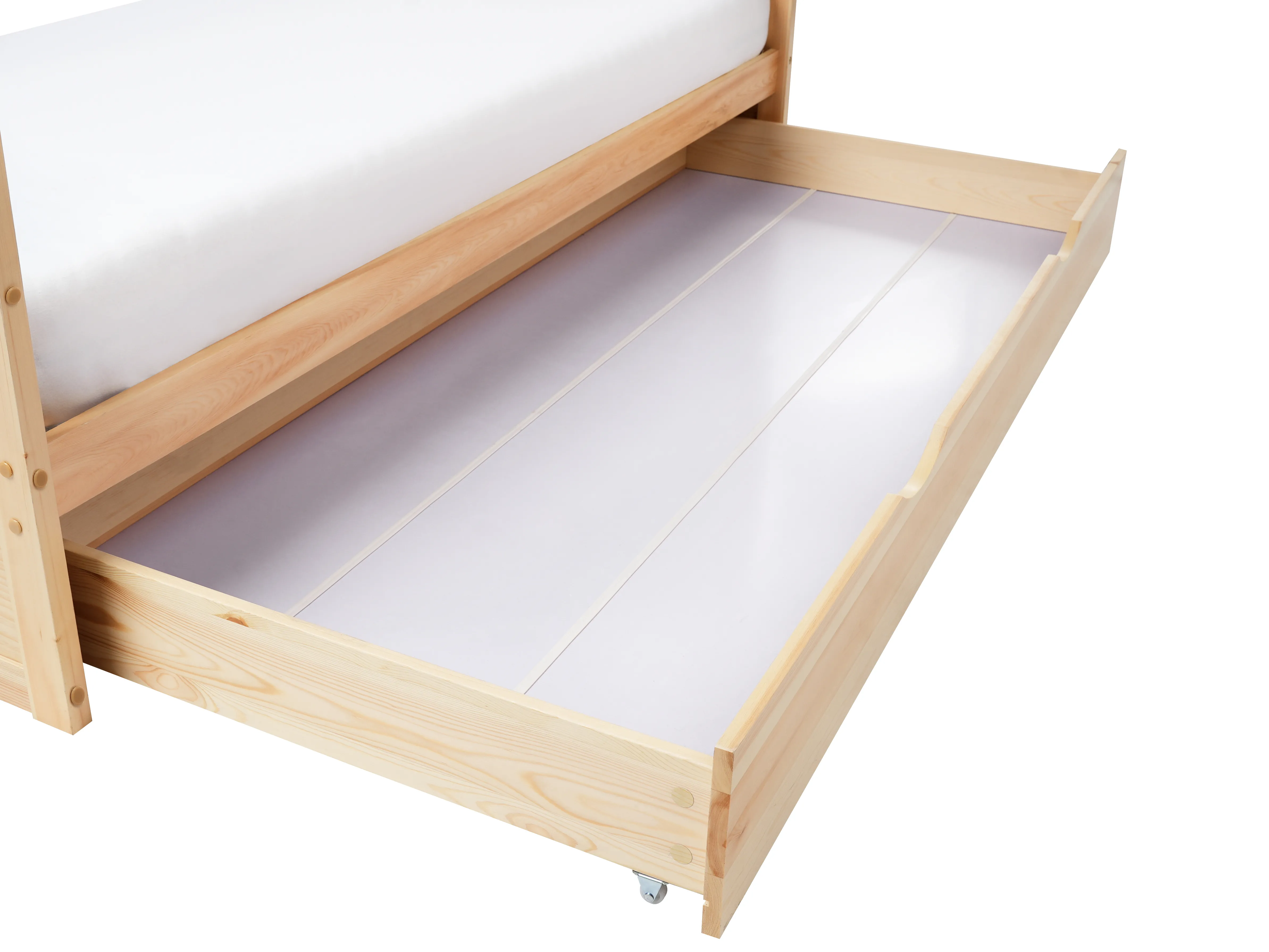 Kinderbed Huis Dennenhout ORGEVAL 90 x 200 cm met opbergruimte Lichtbruin