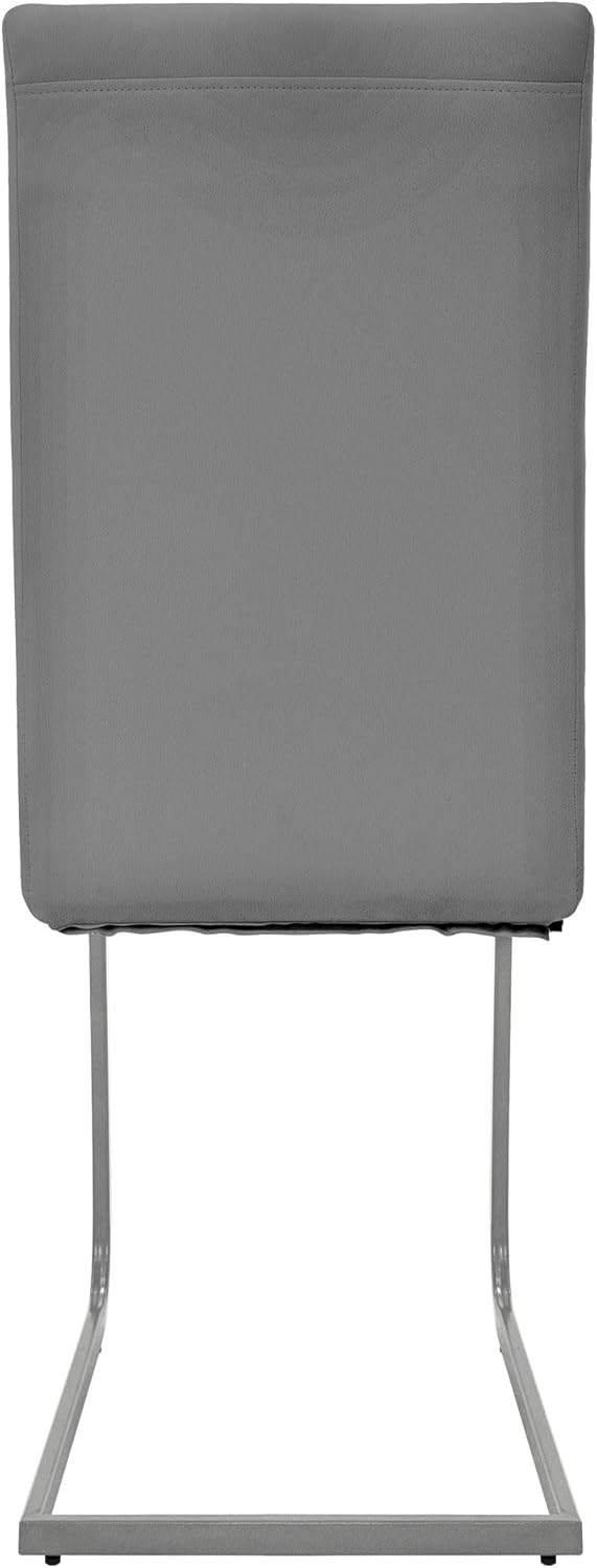 ML-Design Esszimmerstühle 2er Set, Grau, Schwingstuhl, Freischwinger Stuhl mit hoher Rückenlehne, Ergonomische Küchenstühle aus Kunstleder & Metall, Moderner Polsterstuhl für Esstisch & Wohnzimmer