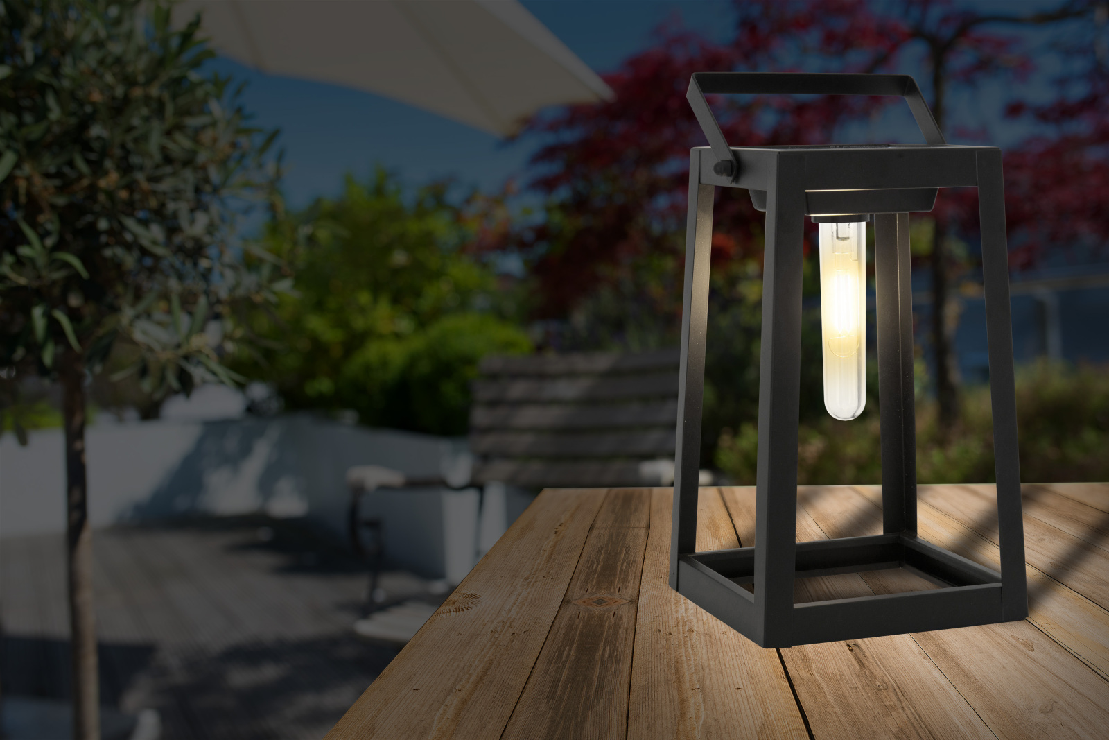 LED-Solarleuchte - schwarz - 25,5 cm