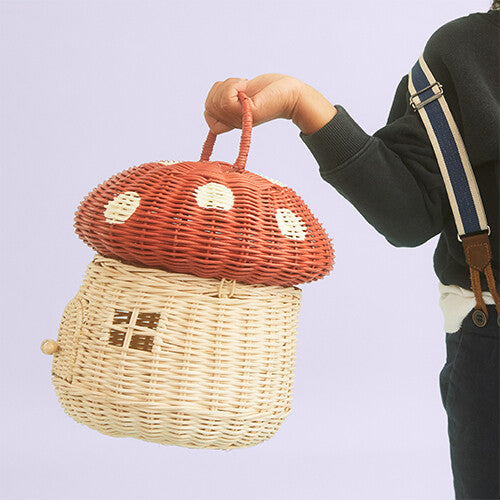Olli ella opbergmand en poppenhuis paddenstoel - rood - 28 cm