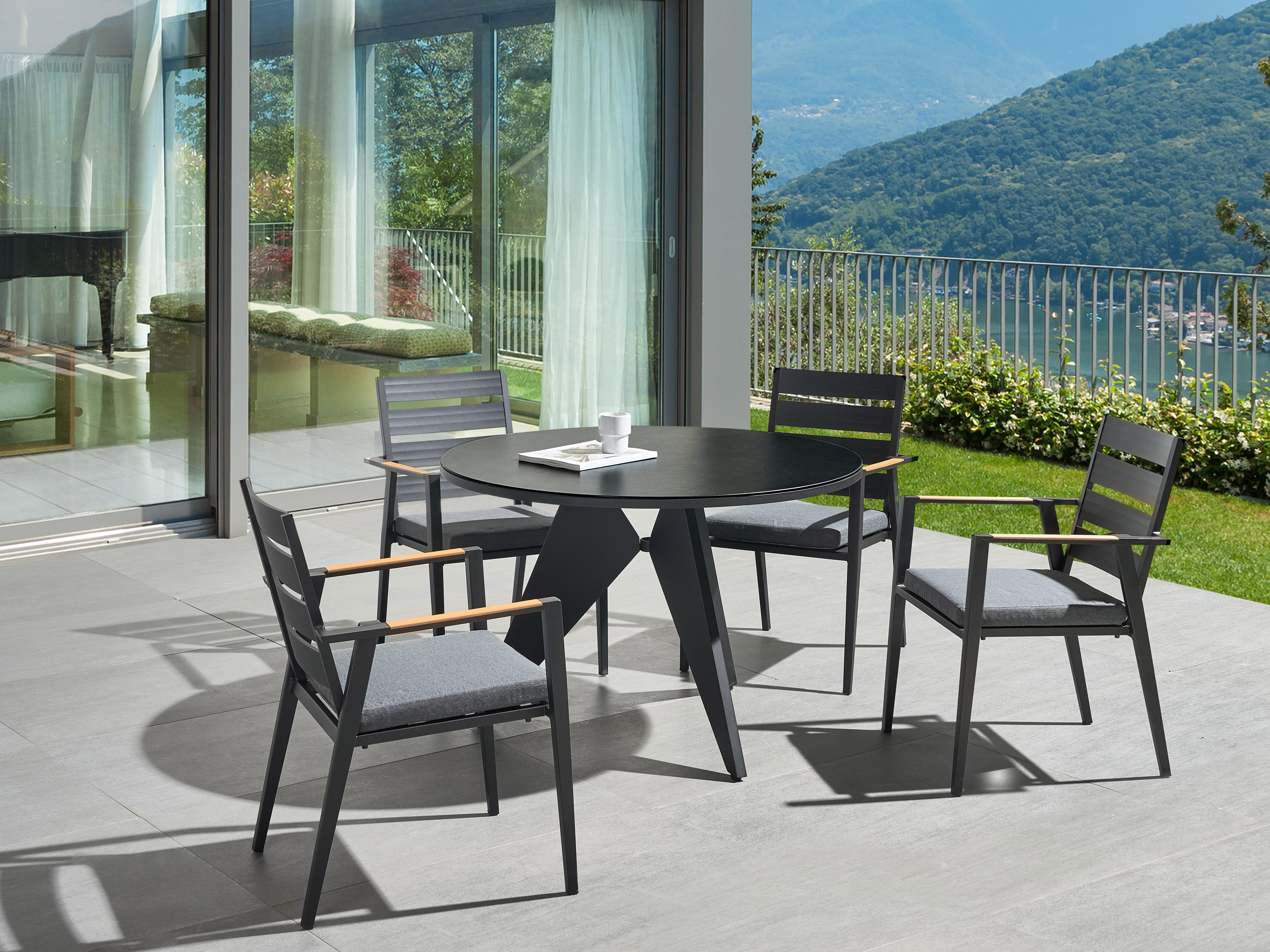 Tuin eettafel OLMETTO 83 cm 110 cm Glas Zwart