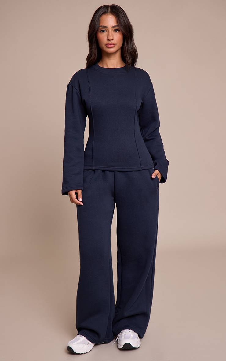 Bleu Marine Jogger Petite À Jambes Larges