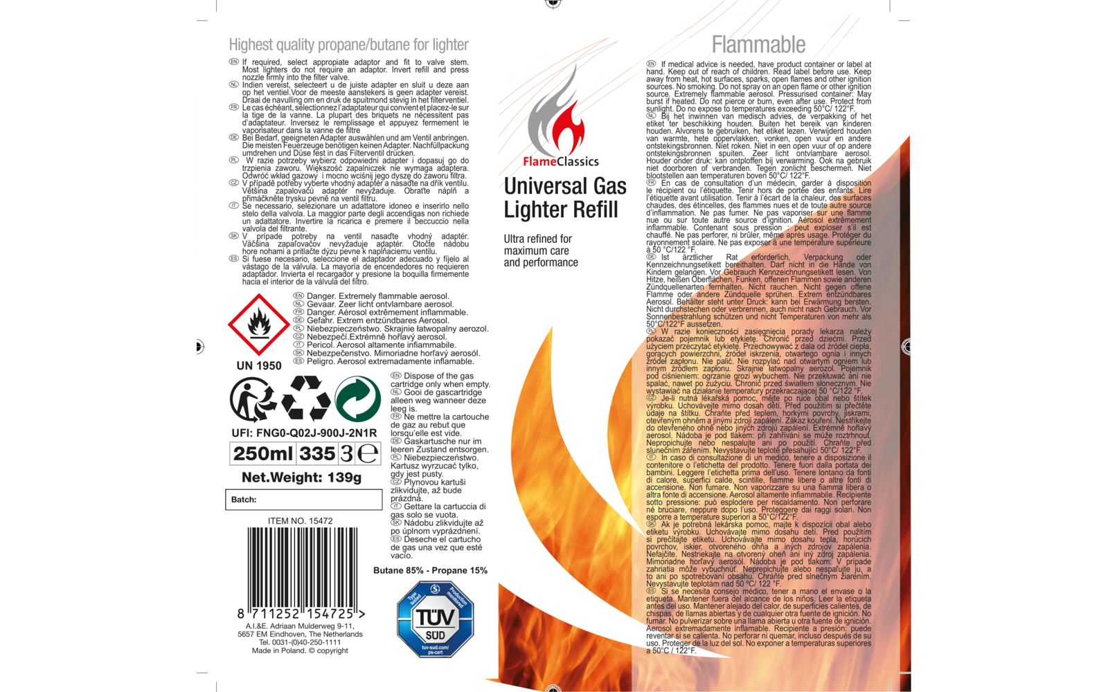 Feuerzeuggas Nachfüllung 250ml