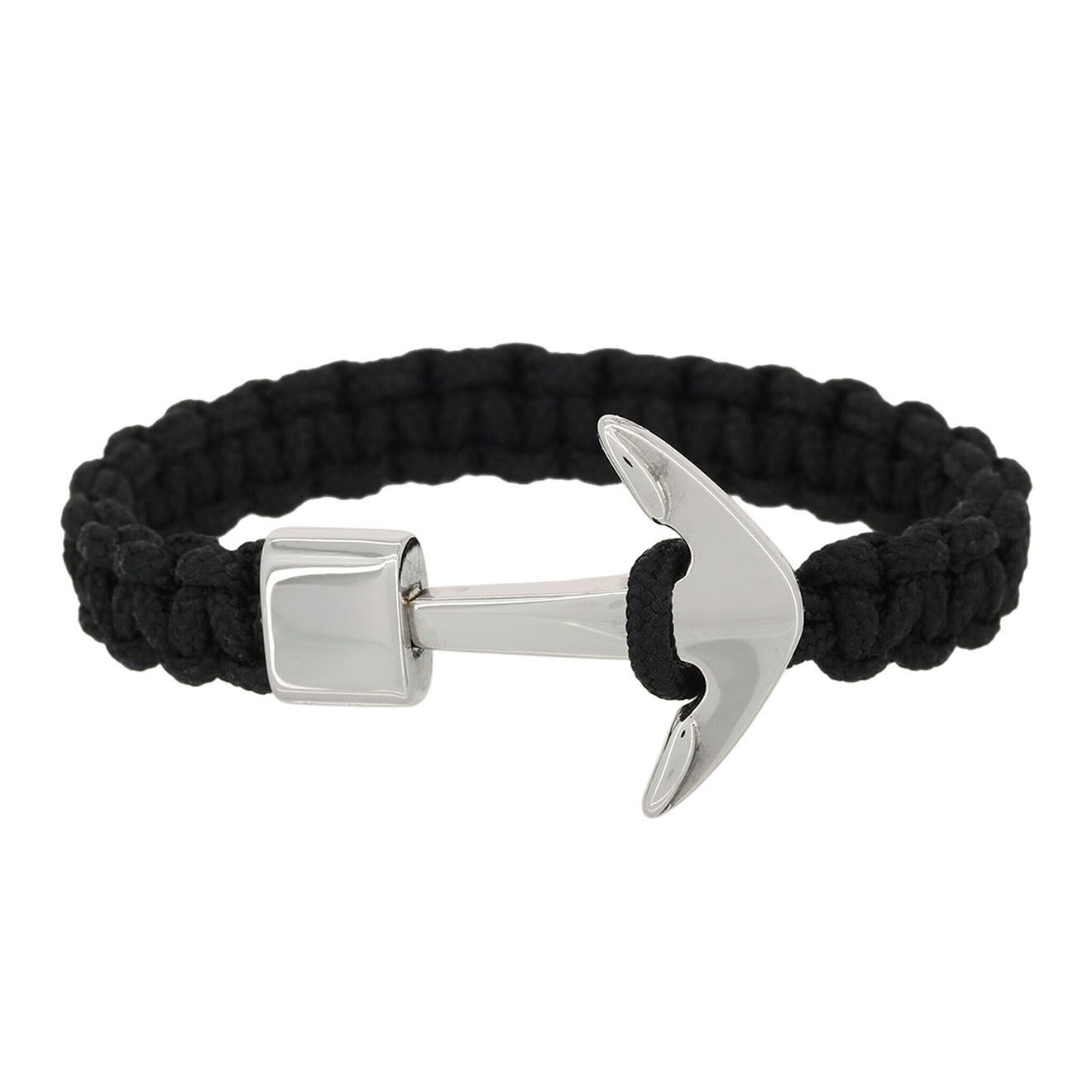 Rockstone Bracelet Anchora en Acier & Cordon noir