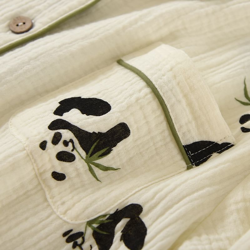 Dogini - Pyjamaset: overhemd met pandaprint en broek