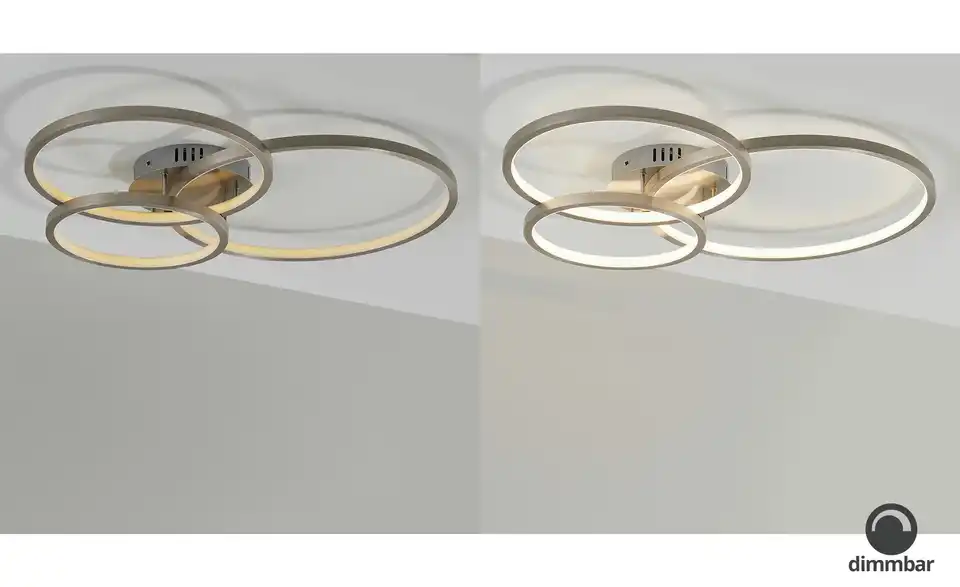 Trio LED Deckenleuchte 3-flammig edelstahlfarben, lackiert
