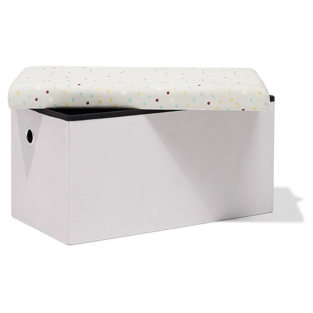 Banc coffre Clara violet pâle et pois - L60xP32xH32 cm