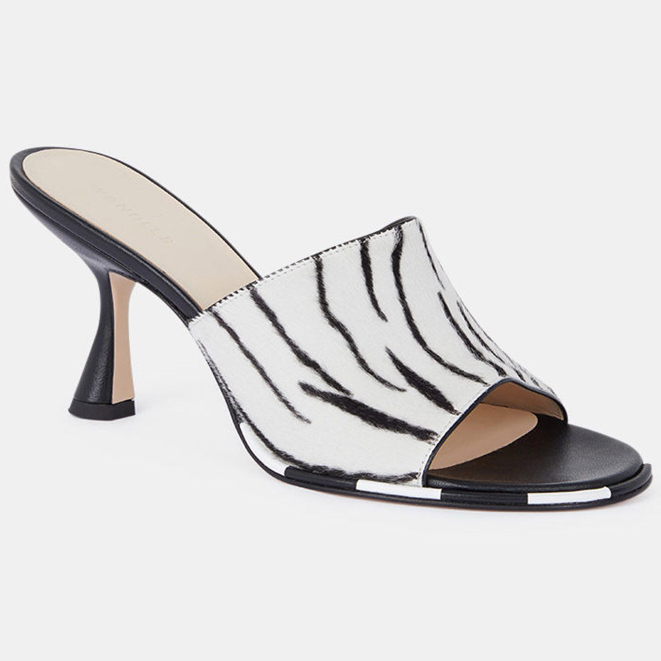 Wandler Mules à poils ras noir/blanc - Talon 8 cm