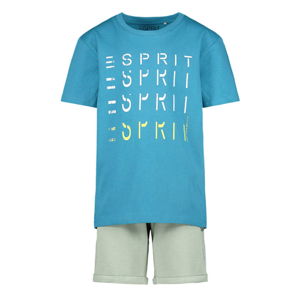 ESPRIT T-shirt + short blauw/lichtgroen