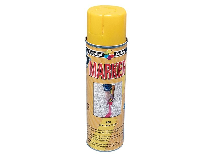 Knuchel Markierspray Marker 500 ml Gelb fluoreszent Sprühfarbe für Markierungen auf der Baustelle