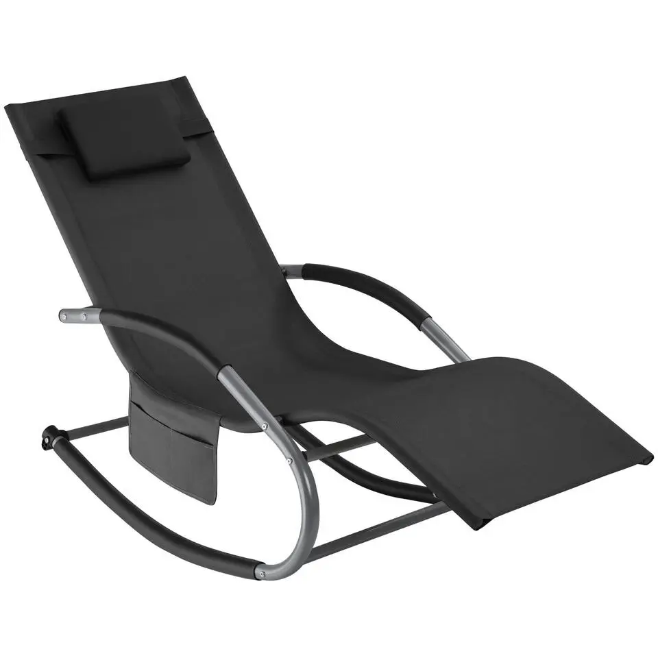 tectake Ligstoel Taya, ergonomisch, schommelfunctie, Zwart