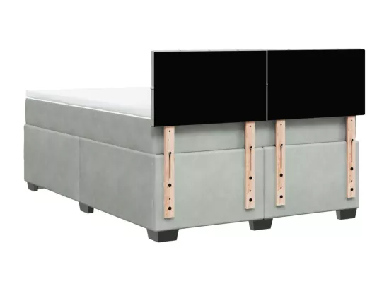 Sommier à lattes de lit et matelas Gris clair 160x200cm Velours