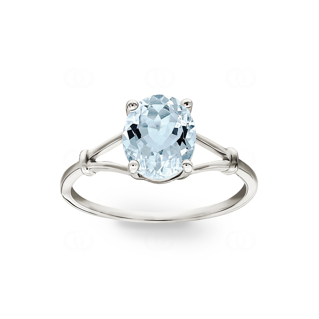 Damenring 750/18 K Weissgold mit Aquamarin oval