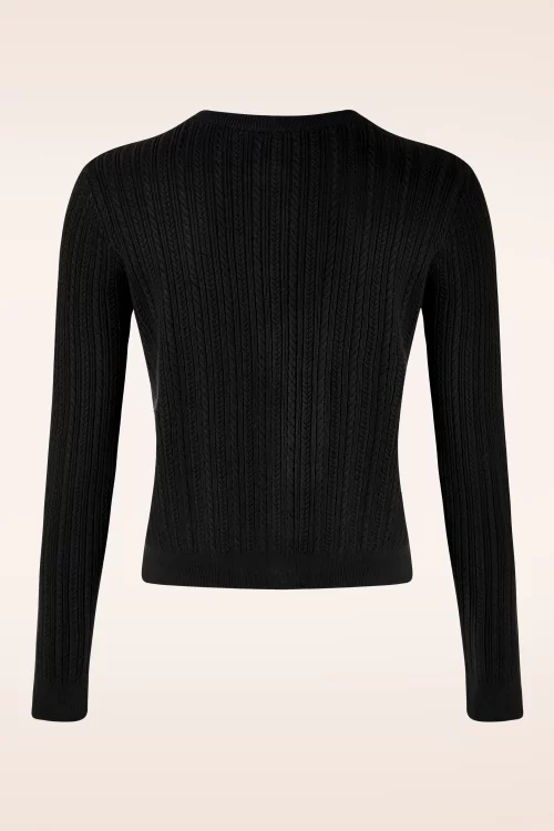 Vixen Vintage pearl button cardigan in zwart