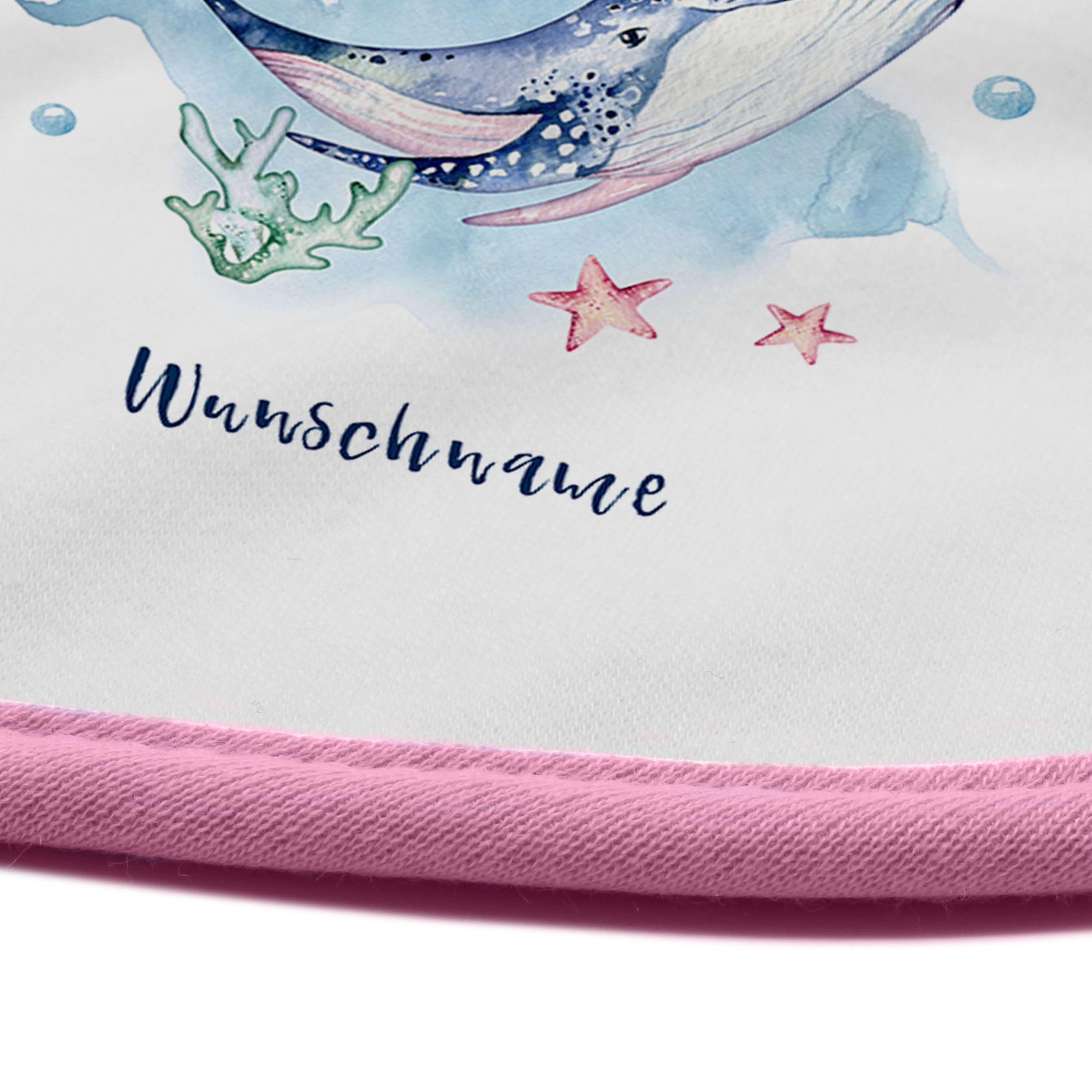 Baby-Lätzchen mit Namen, rosa (Motiv: Schildkröte)