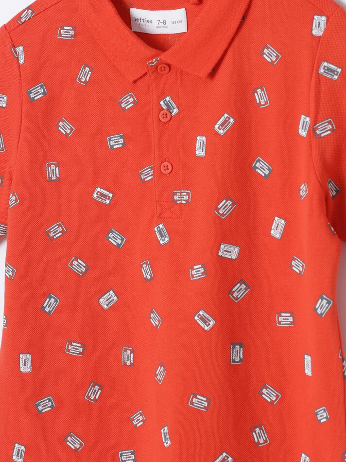 Camisa polo estampada - Laranja vibrante
