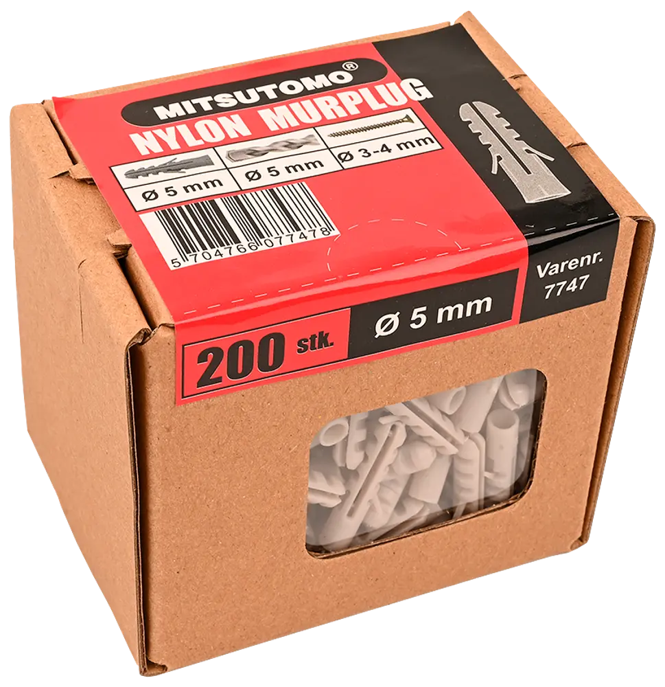 Mitsutomo Nylon murplug 5 mm 200 stk.