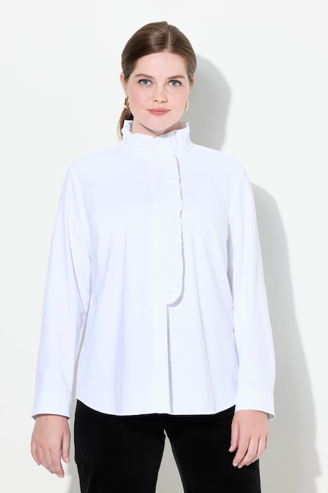 Bluse, Rüschen, Stehkragen, Langarm