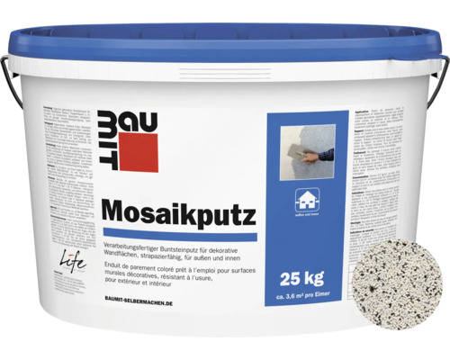 Baumit Mozaïekpleister M338 Olympus Nature Line Gebruiksklare Dunne Laag Toplaag Wit-Zwart-Grijs 25 kg