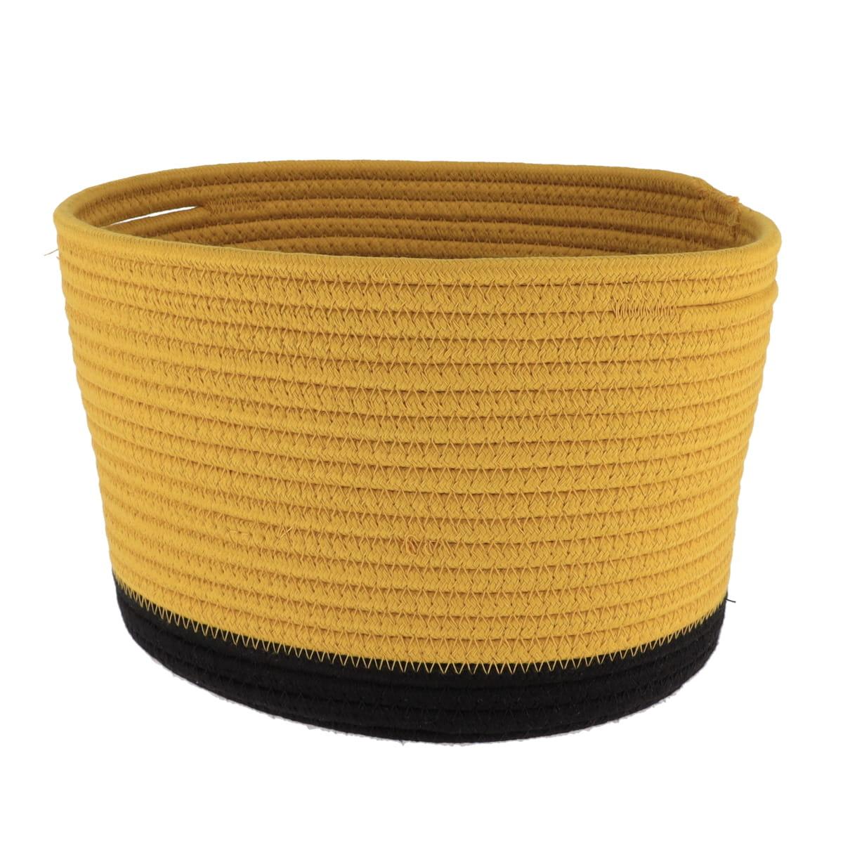 CORBEILLE OVALE MOYEN MODELE COTON 28X22.5CM OCRE NOIR