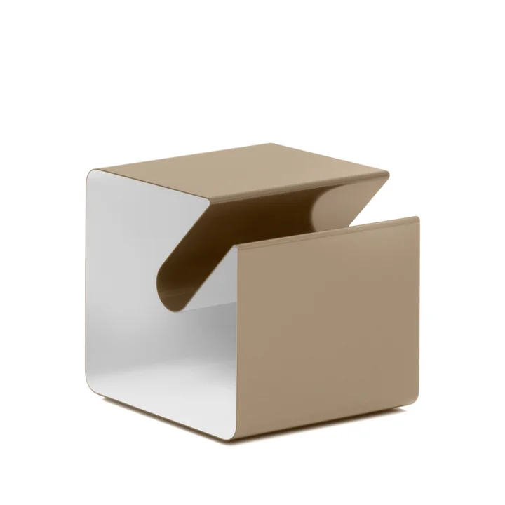 Müller Möbelfabrikation - V44 Beistelltisch mit Zeitungsablage, graubeige / signalweiss