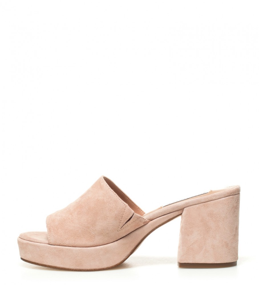 Tamanco Steve Madden Relax em couro rosa - Altura do salto: 9 cm -