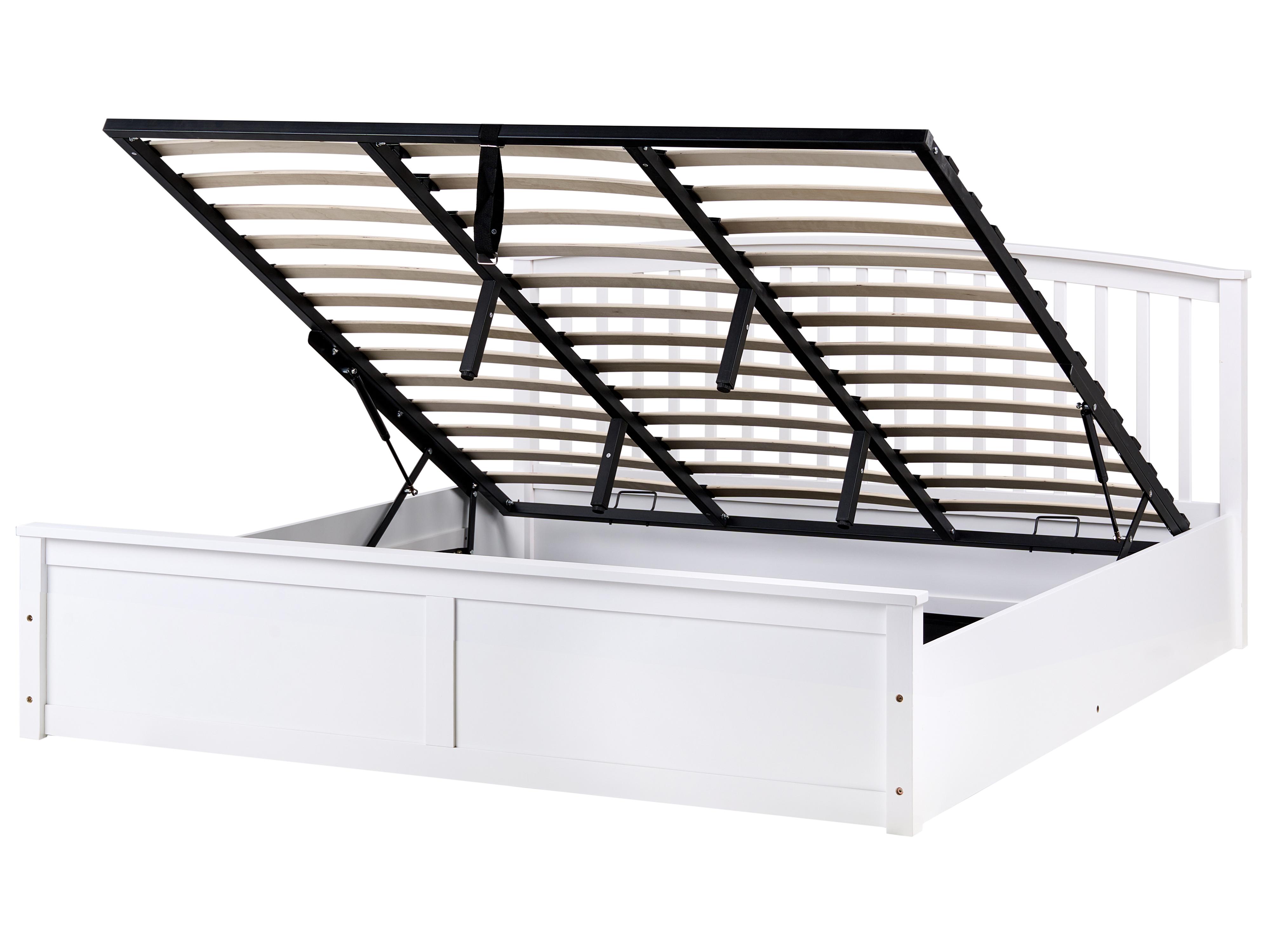 Bed met opbergruimte Dennenhout CLARBEC 180 x 200 cm Wit