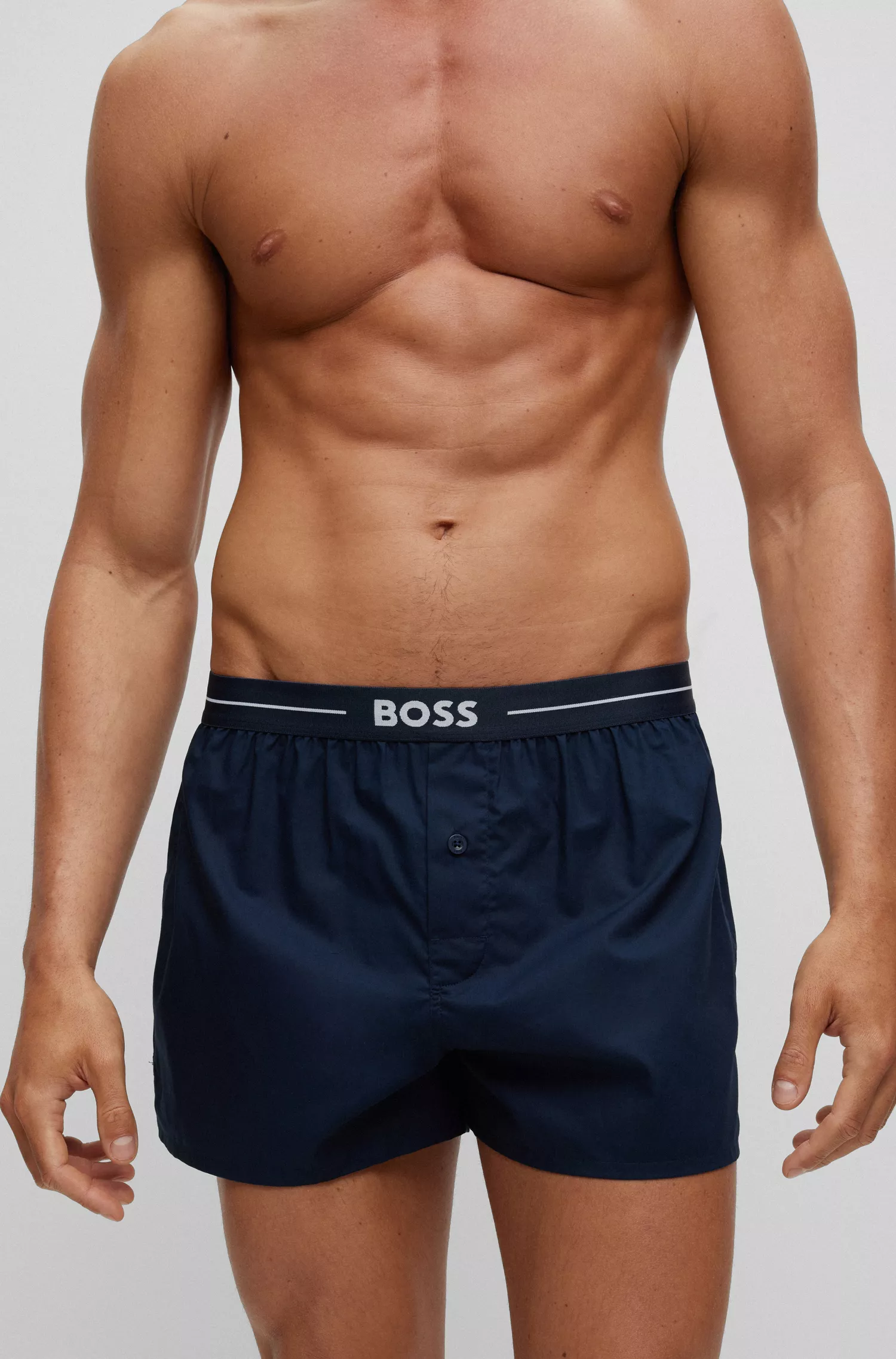 BOSS Preto - Pacote com dois shorts de pijama de algodão com cós com logo.