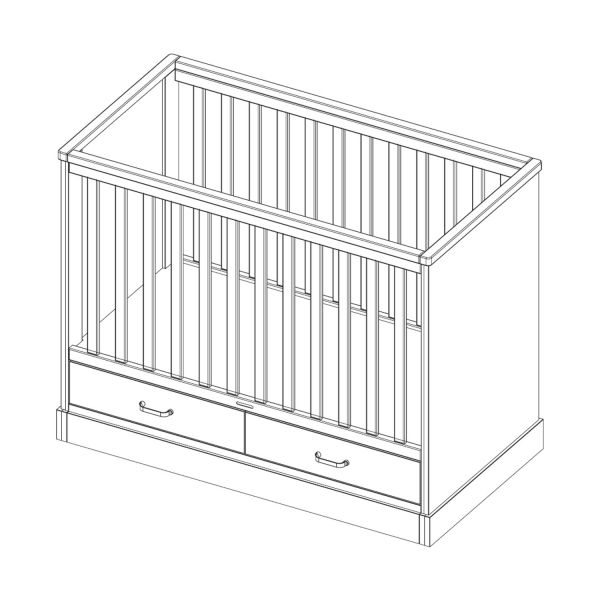 Kidsmill Newport Babybed Wit / Eiken 70 x 140 cm