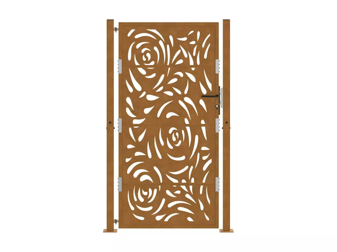 Porte de jardin acier résistant aux intempéries design flamme