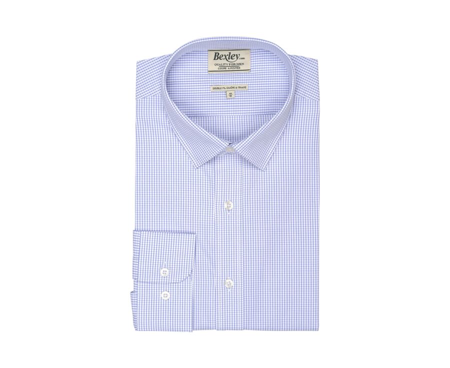 Chemise à carreaux fins blancs et bleus - MARTIN