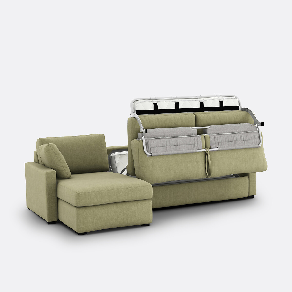 LA REDOUTE INTERIEURS<br>Sofá cama de canto algodão/linho, espuma, Timor