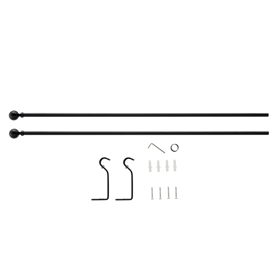 Lange Gordijnroede - Uitschuifbaar - Stang van 90 - 170 cm - Zwart
