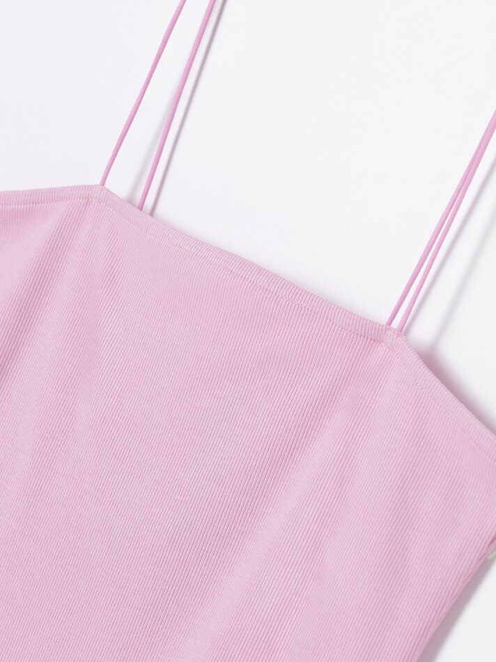 Vestido curto canelado - Rosa