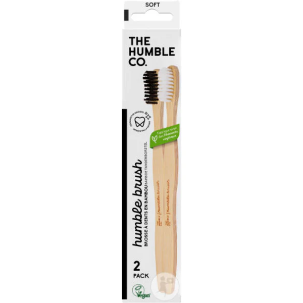 The Humble Co. Brosse à Dents Bambou - Souple - Noir & Blanc 2 brosses à dents