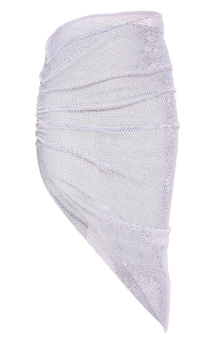 Blanc Jupe Mi-longue Asymétrique Ornée De Strass Petite