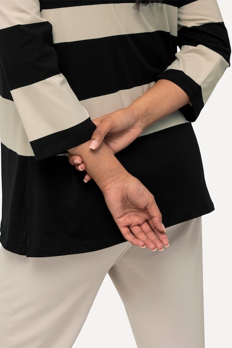 Shirt, Ringel, Rundhals, 3/4-Arm, Pima Cotton
