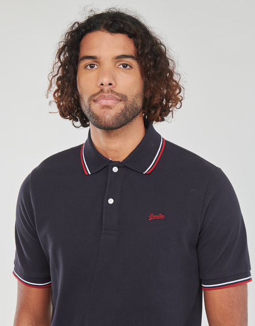 Superdry - VINTAGE TIPPED S/S POLO - Marine