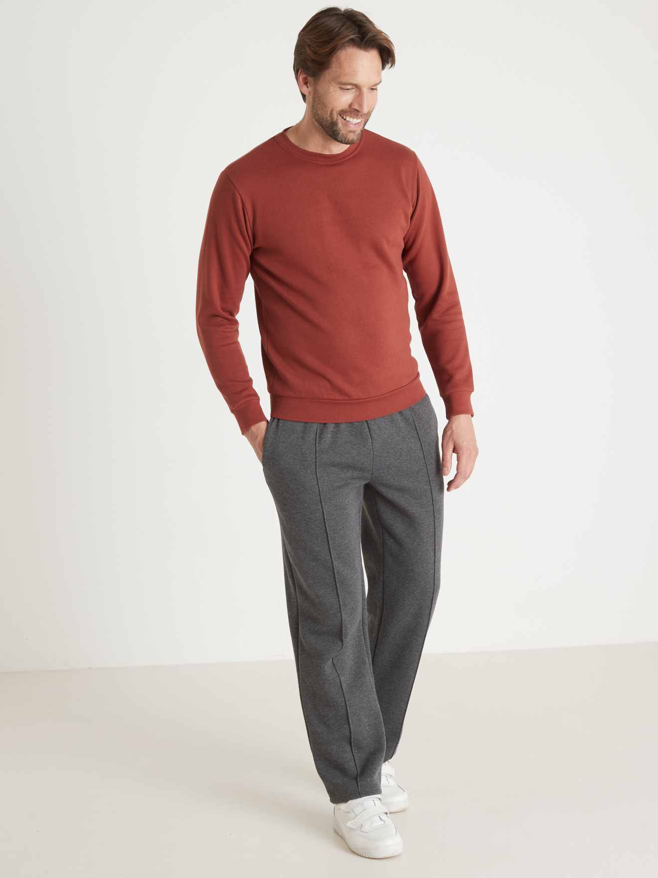 Sweat-shirt molleton encolure ronde