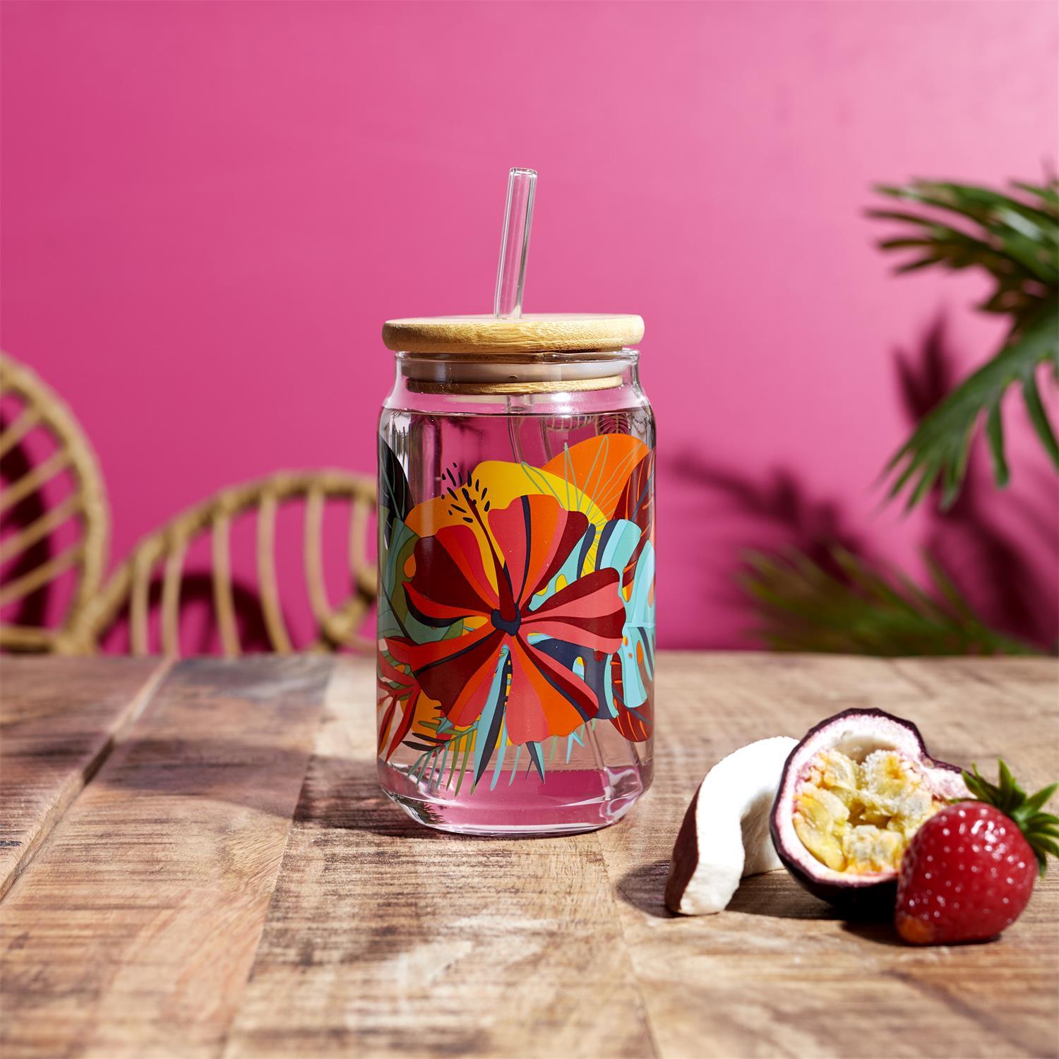 CANETTE ET PAILLE VERRE PARADIS EXOTIQUE 45CL