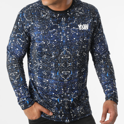 Tee Shirt Manches Longues Constellation Noir Bleu Marine Réversible
