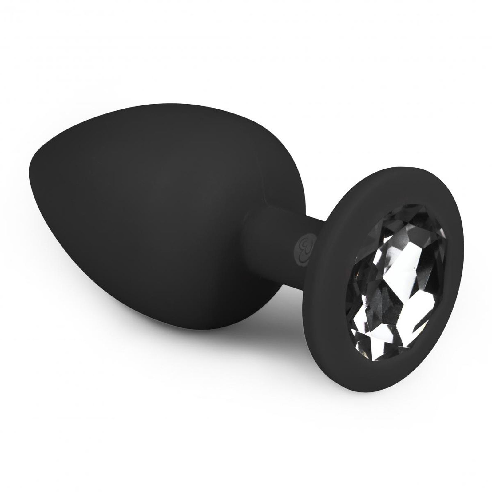 Easytoys - Analplug aus Silikon in Schwarz mit Zierstein - klein