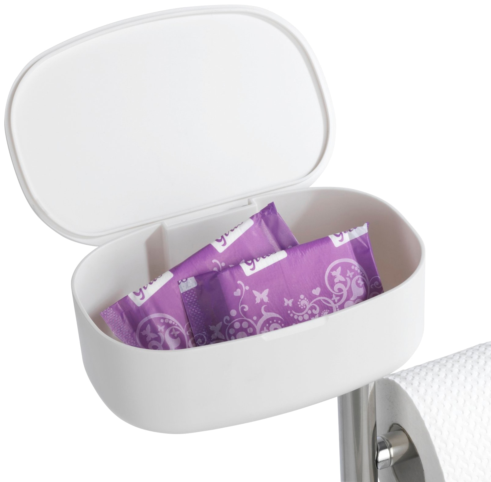 WENKO WC-Garnitur »Rivazza« 1 Stk. aus Edelstahl | Kunststoff integrierter Toilettenpapierhalter und Box