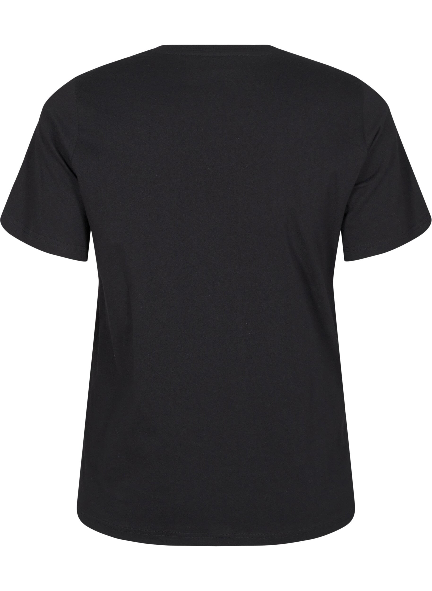 T-shirt med rund hals og rhinsten