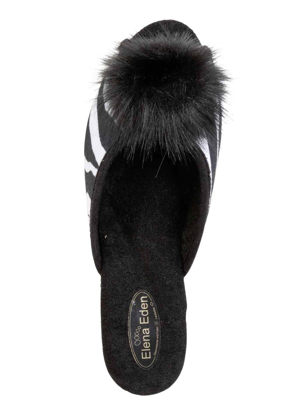 ELENA EDEN Pantolette mit schwarzem Kunstfellpompon
